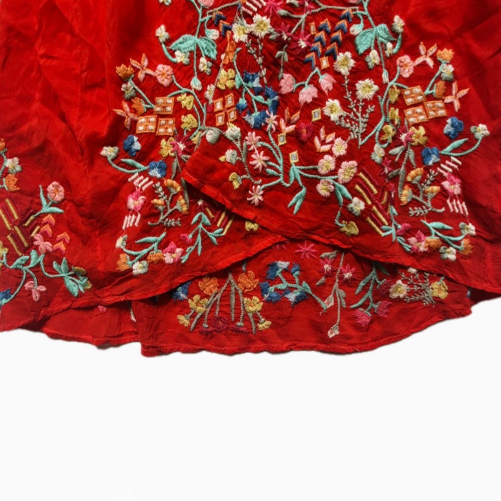 Johnny Was Red Blouse with Colorful Embroidery - Picture 3 of 4